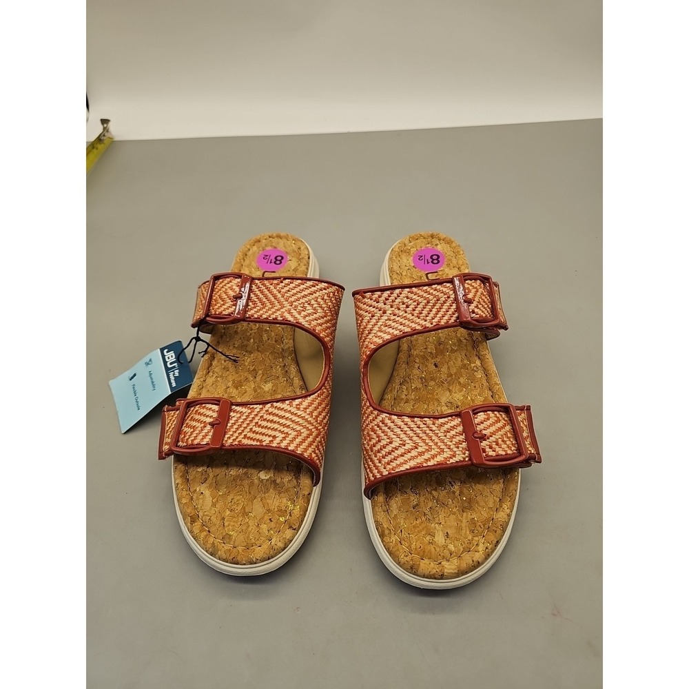 JBU Jambu Womens Size 8.5 Kona Red/Cream Raffia Slip On Sandal Shoes New Comfort